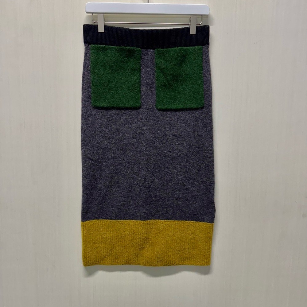 COS Rare Wool Mohair Color Block Midi Skirt - Picture 2 of 7